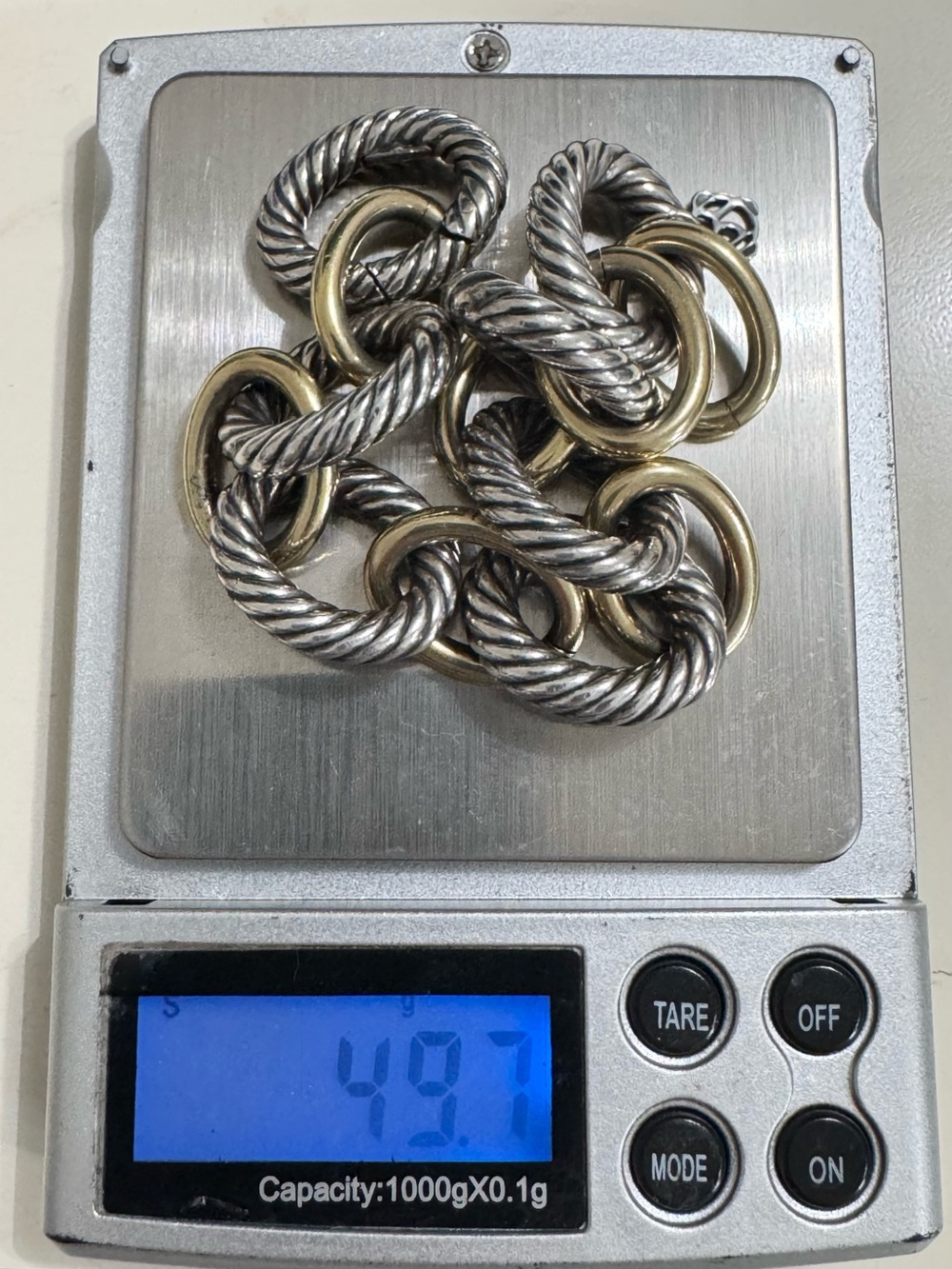 David Yurman XL Oval Link .925 18K Gold Cable Link Bracelet - Picture 10 of 10